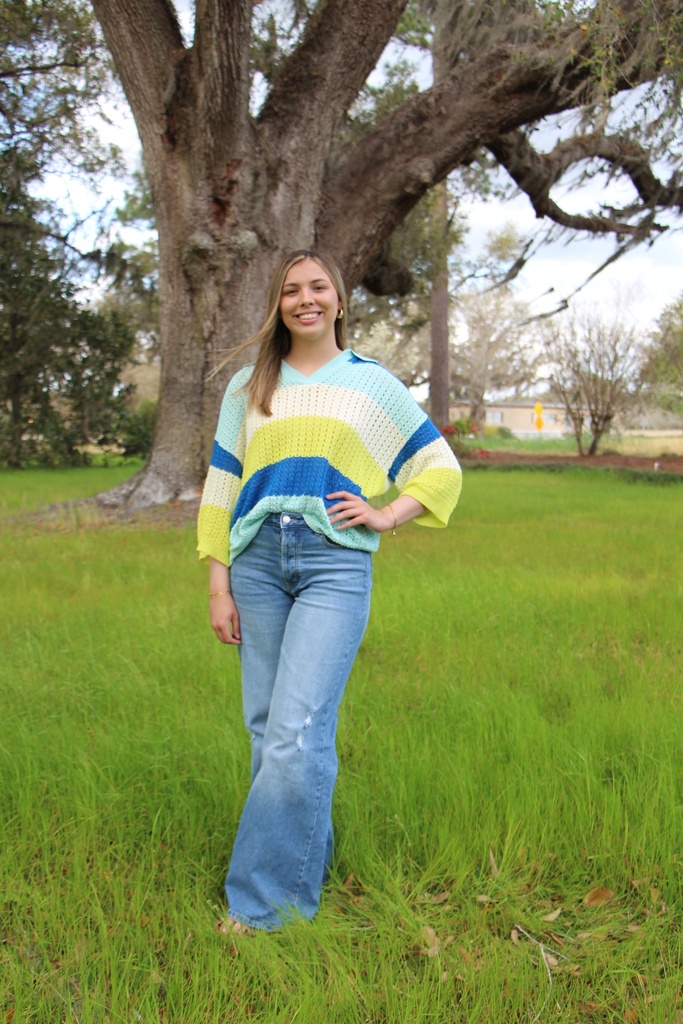 BLOCK CROCHET KNITTED SWEATER - SMALL