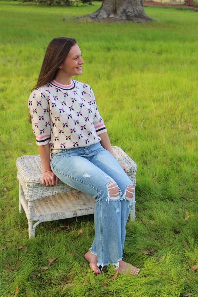SHORT SLEEVE RIBBION DETAIL -XS