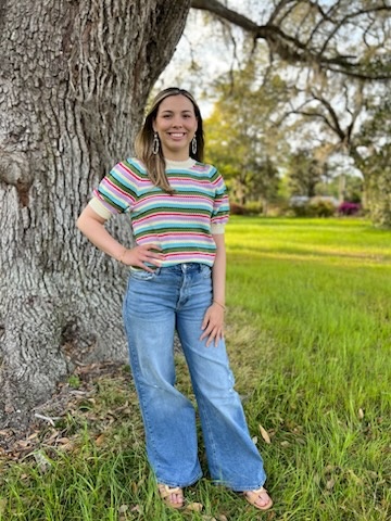 STRIPED CROCHET TOP - SMALL