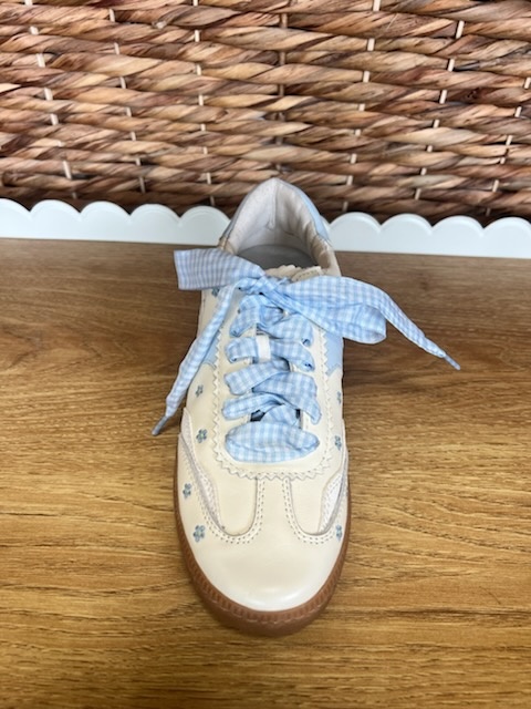BLUE FLORAL LEATHER SNEAKER - 6