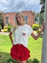 RED DENIM MINI SKORT