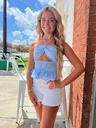GINGHAM SMOCKED HALTER TOP