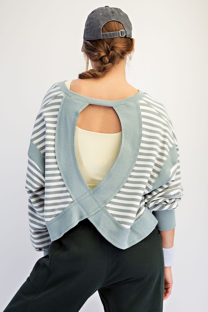 MINT STRIPED OPEN BACK TOP