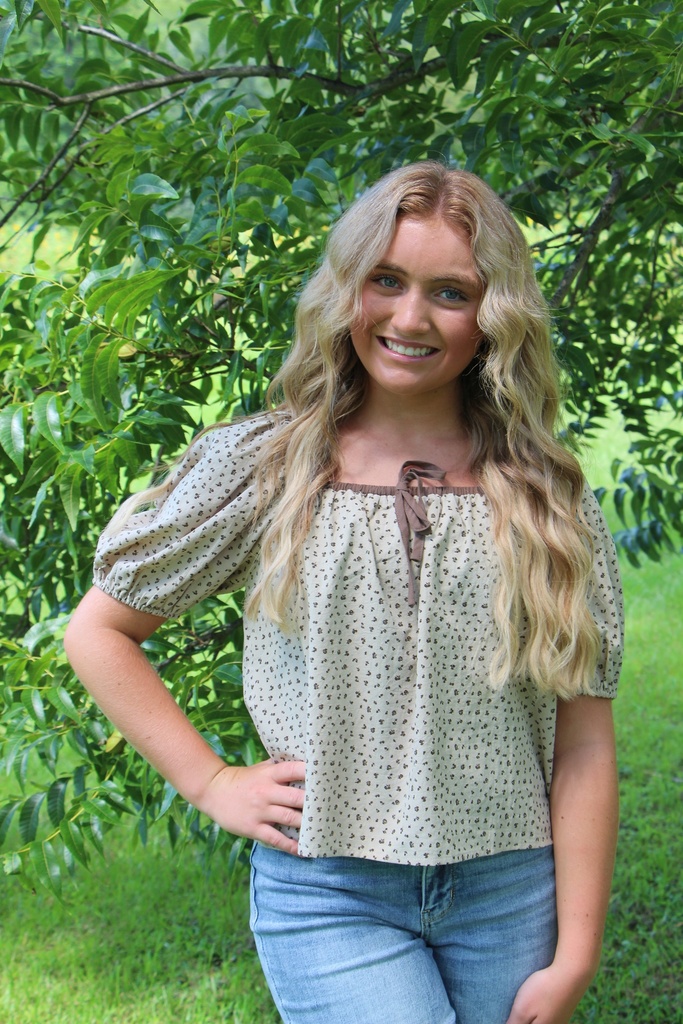 TAUPE CONTRAST FLORAL TOP