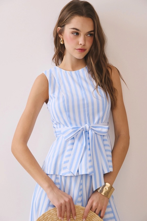 BLUE STRIPED SLEEVELESS TOP