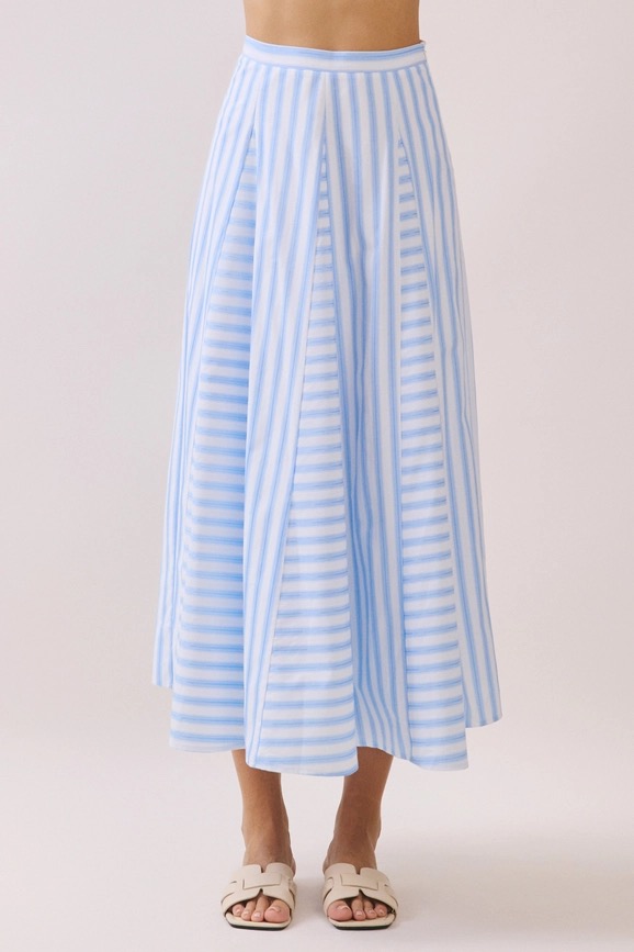 STRIPED A LINE MIDI SKIRT