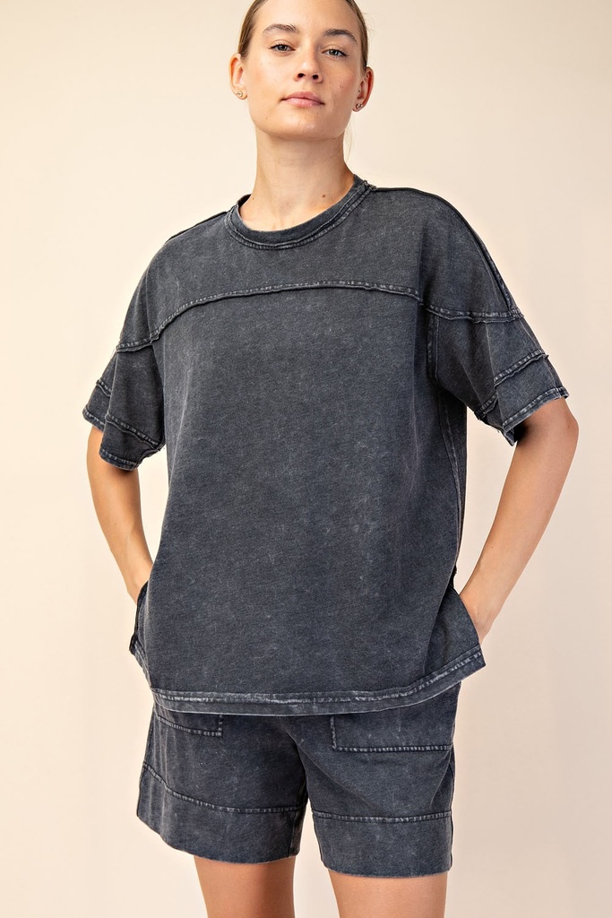BLACK COTTON POLY TEE