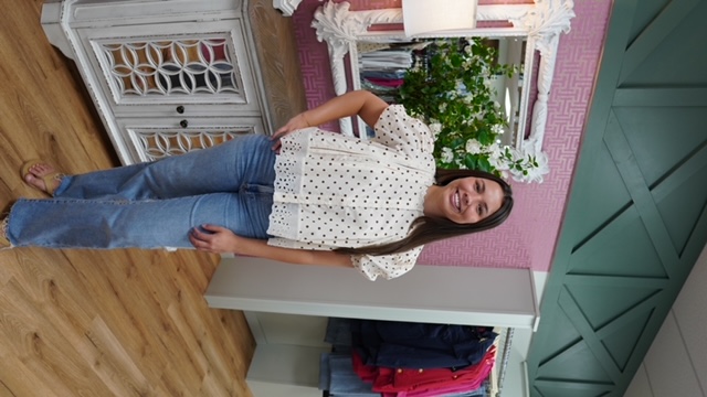 POLKA DOT LACE TRIM TOP