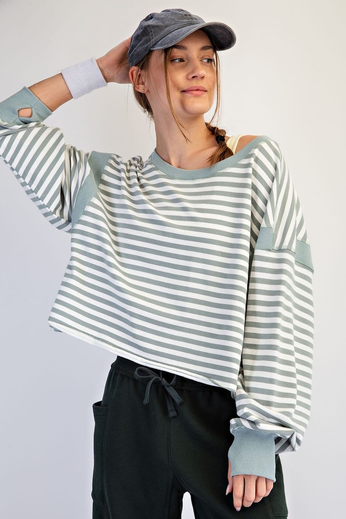 MINT STRIPED OPEN BACK TOP