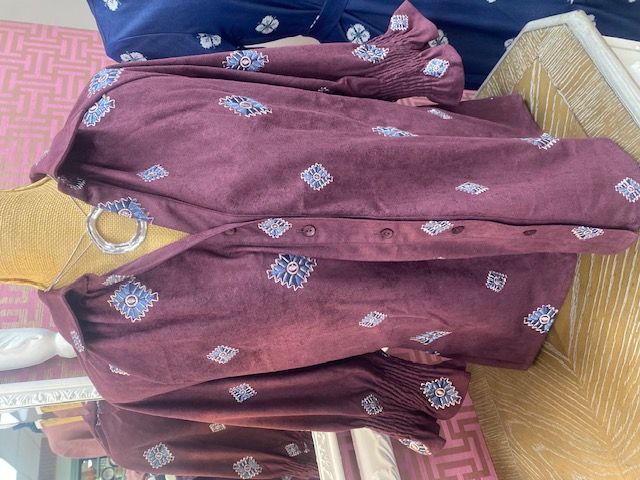 EGGPLANT BUTTON UP TOP