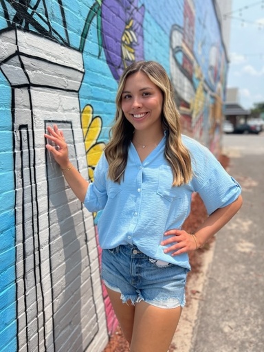 WOMENS TOP DUSTY BLUE