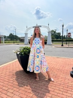 SICILIAN TILE RUFFLE DRESS