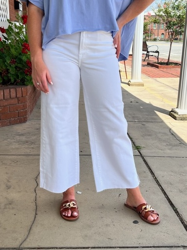WHITE HW CROP WIDE LEG