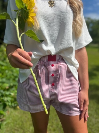 RED/WHITE STRIPE SHORTS