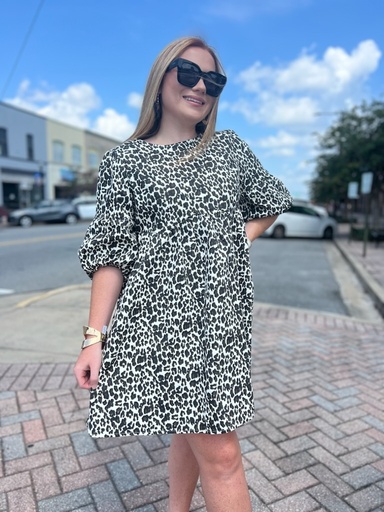 LEOPARD DENIM DRESS