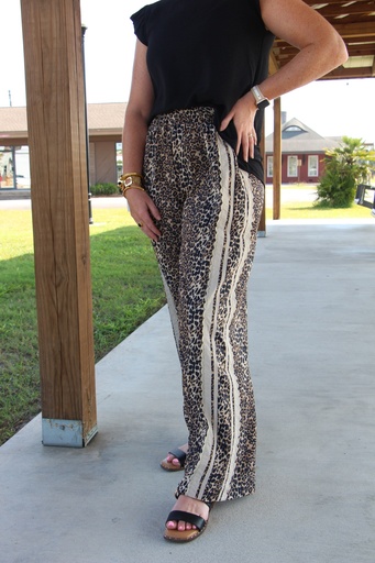 LEOPARD TRACK PANTS WITH LACE