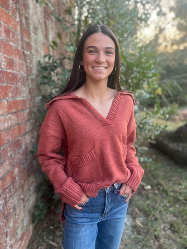 FLAP COLLAR PULLOVER SWEATER