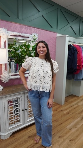 POLKA DOT LACE TRIM TOP