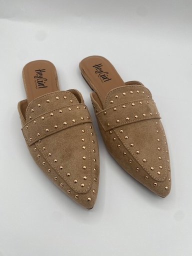 MISCHIEF CAMEL FAUX SUEDE MULE
