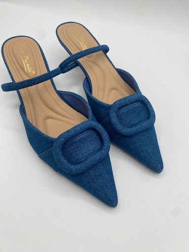 BLUE DENIM KITTEN HEEL