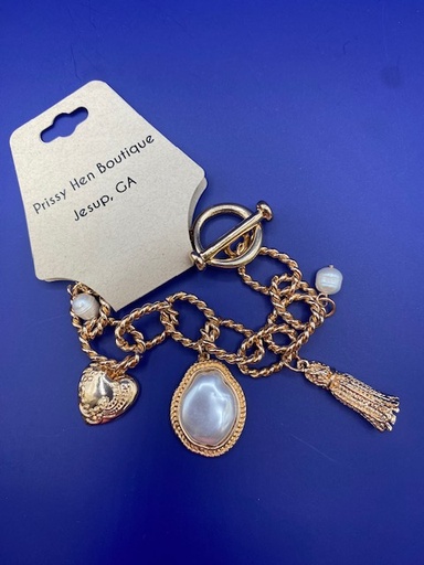 GOLD PEARL PENDANT BRACELET